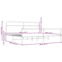 vidaXL Giroletto senza Materaso in Metallo Rovere Marrone 200x200 cm