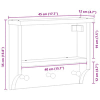 Appendiabiti da Parete SANDNES 45x12x35 cm in Legno di Pino 4010451