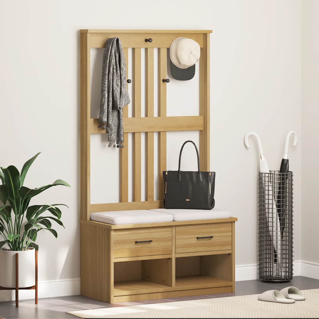 vidaXL Albero da Ingresso SANDNES 87x40x159,5 cm in Legno di Pino