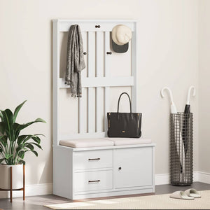 Albero da Ingresso SANDENS Bianco 87x40x159,5 cm Legno di Pino 4010495