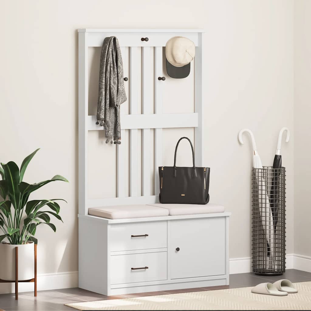 Albero da Ingresso SANDNES Bianco 87x40x159,5 cm Legno di Pino