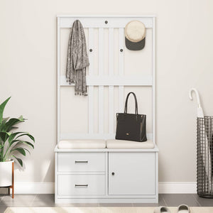 Albero da Ingresso SANDENS Bianco 87x40x159,5 cm Legno di Pino 4010495