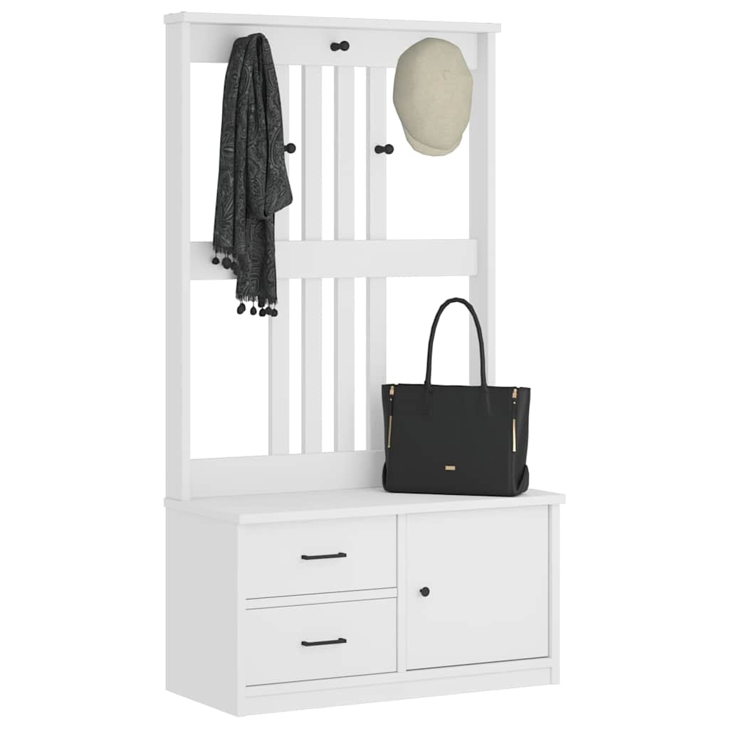 Albero da Ingresso SANDNES Bianco 87x40x159,5 cm Legno di Pino