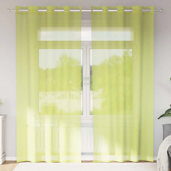 Tende in Voile con Occhielli 2 pz Verde Mela 140x225 cm 4102055