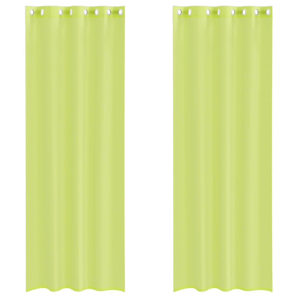 Tende in Voile con Occhielli 2 pz Verde Mela 140x260 cm 4102057