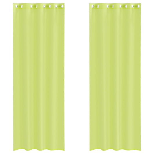 Tende in Voile con Occhielli 2 pz Verde Mela 140x260 cm 4102057