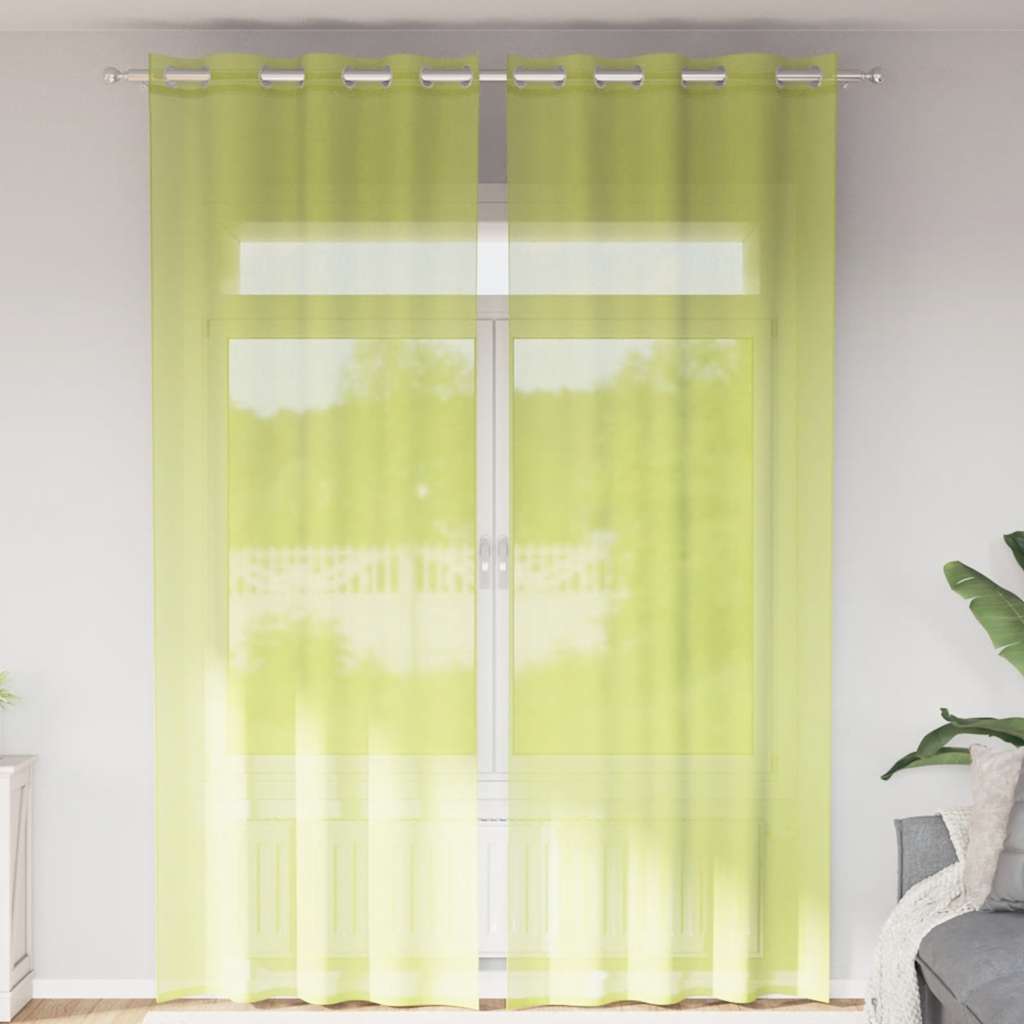Tende in Voile con Occhielli 2 pz Verde Mela 140x260 cm 4102057