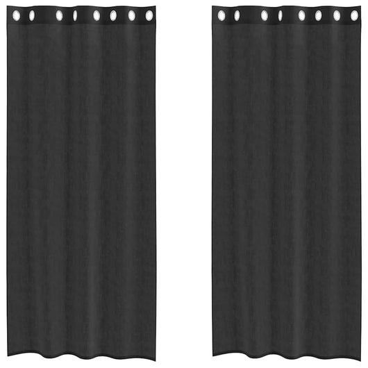 Tende in Voile con Occhielli 2 pz Nero 140x245 cm 4102062