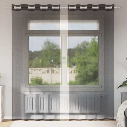 Tende in Voile con Occhielli 2 pz Nero 140x245 cm 4102062