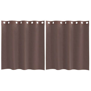 Tende in Voile con Occhielli 2 pz Marrone 140x140 cm 4102065