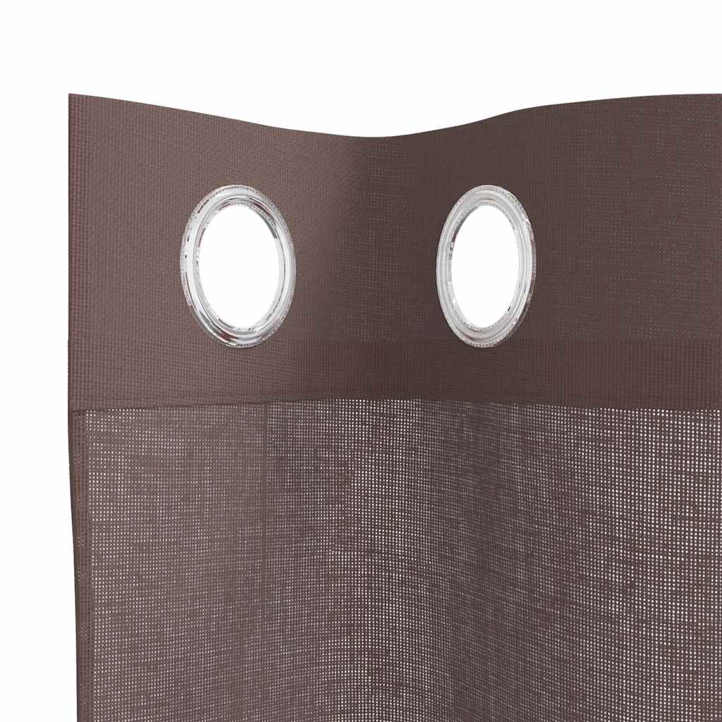 Tende in Voile con Occhielli 2 pz Marrone 140x175 cm 4102066