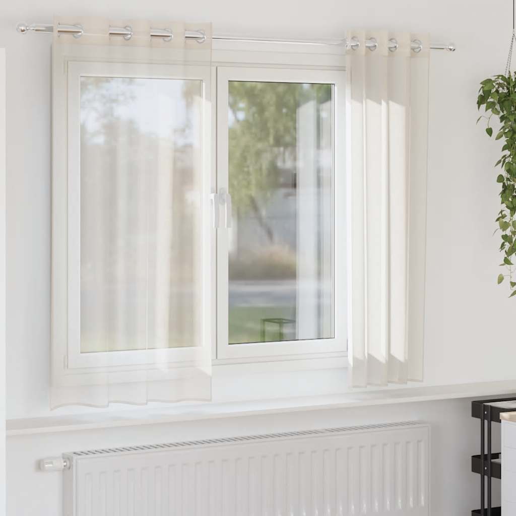 vidaXL Tende in Voile con Occhielli 2 pz Crema 140x140 cm