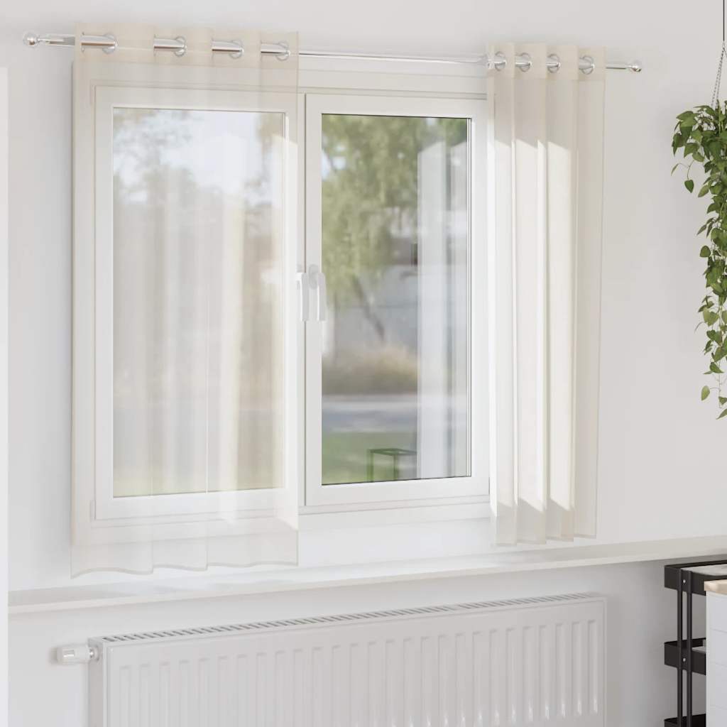 Tende in Voile con Occhielli 2 pz Crema 140x140 cm 4102071