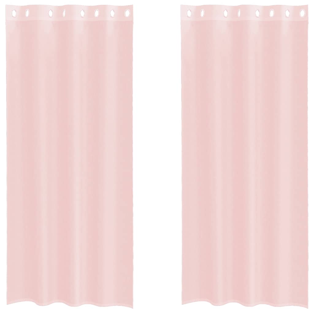 Tende in Voile con Occhielli 2 pz Rosa Chiaro 140x225 cm 4102085