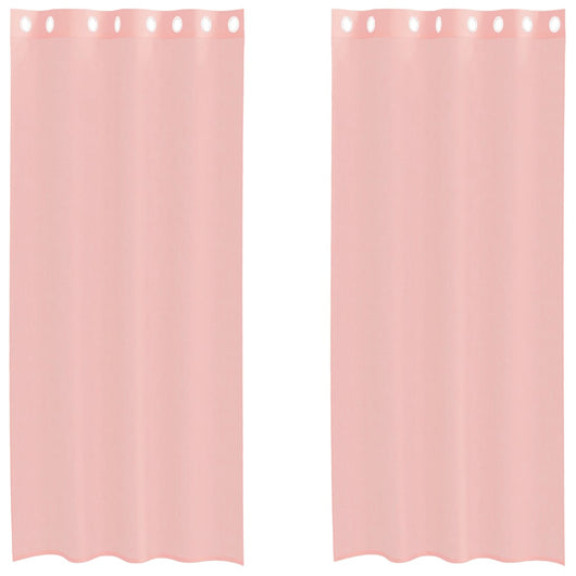Tende in Voile con Occhielli 2 pz Rosa 140x245 cm 4102098
