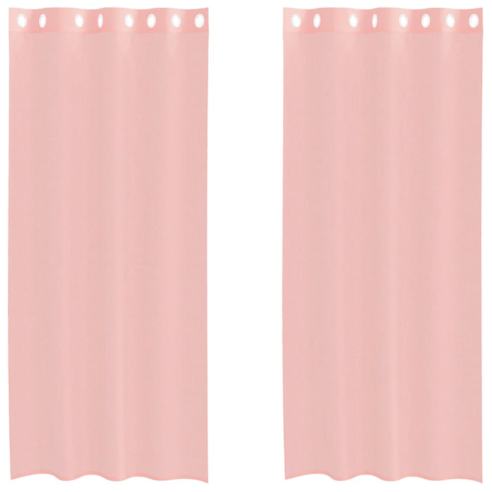 Tende in Voile con Occhielli 2 pz Rosa 140x245 cm 4102098