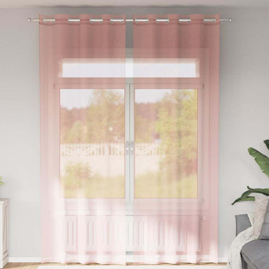 Tende in Voile con Occhielli 2 pz Rosa 140x260 cm 4102099