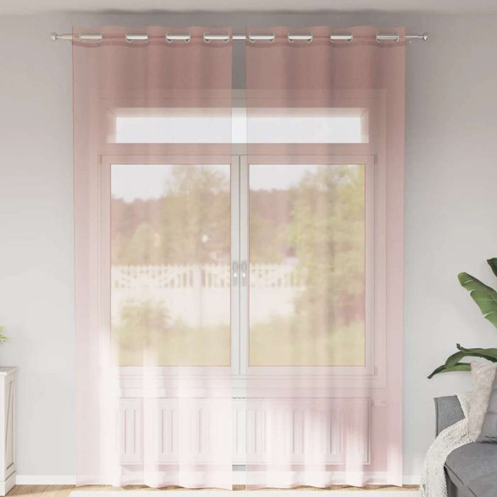 Tende in Voile con Occhielli 2 pz Rosa 140x300 cm 4102100