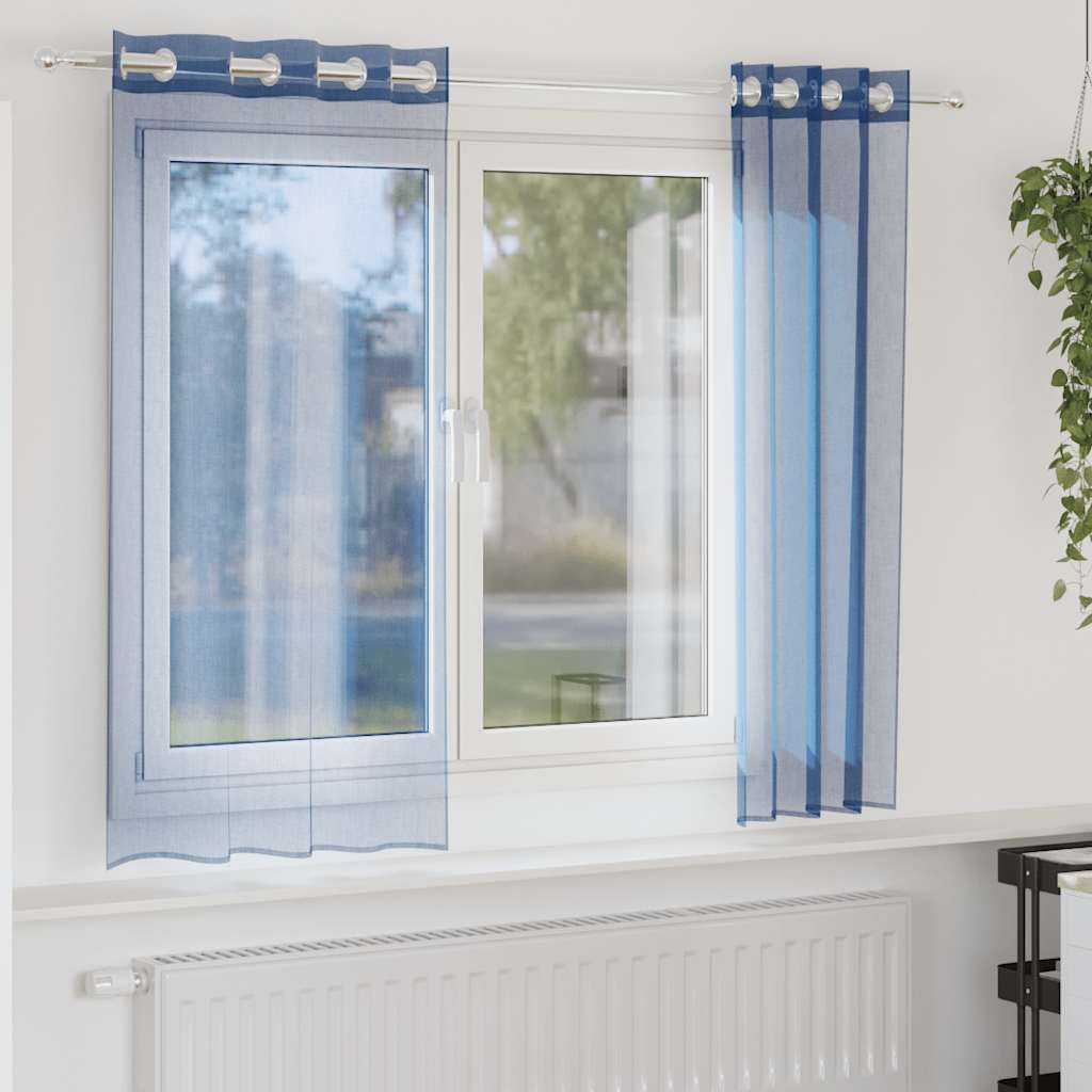 Tende in Voile con Occhielli 2 pz Blu Reale 4102114