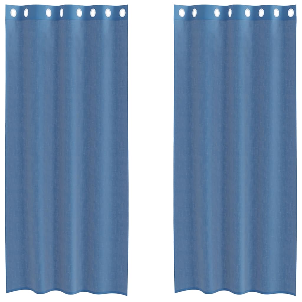 Tende in Voile con Occhielli 2 pz Blu Reale 4102115