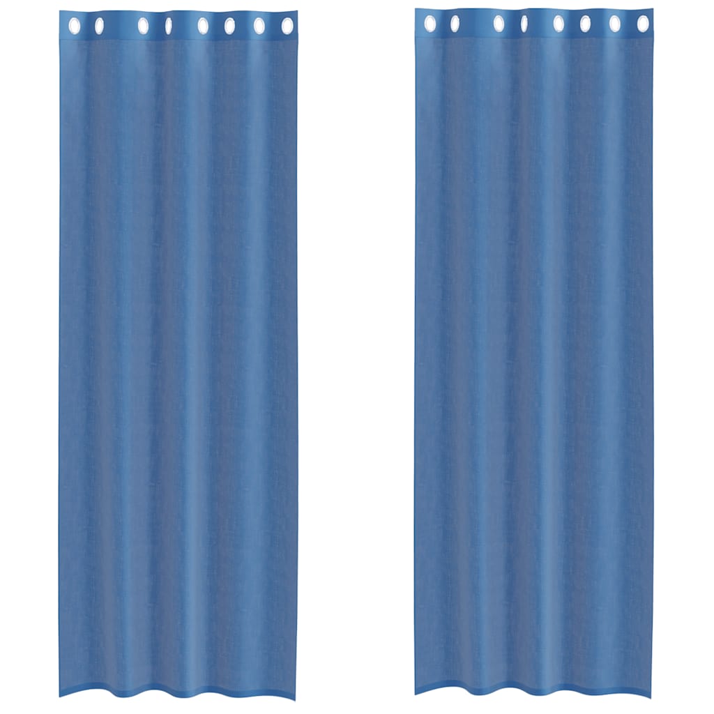 Tende in Voile con Occhielli 2 pz Blu Reale 4102117