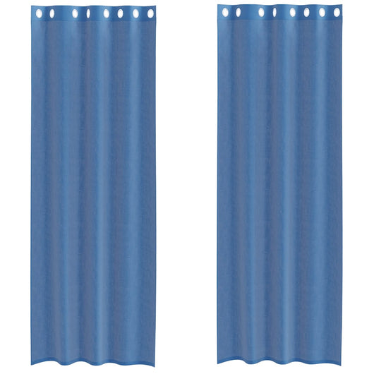 Tende in Voile con Occhielli 2 pz Blu Reale 4102117