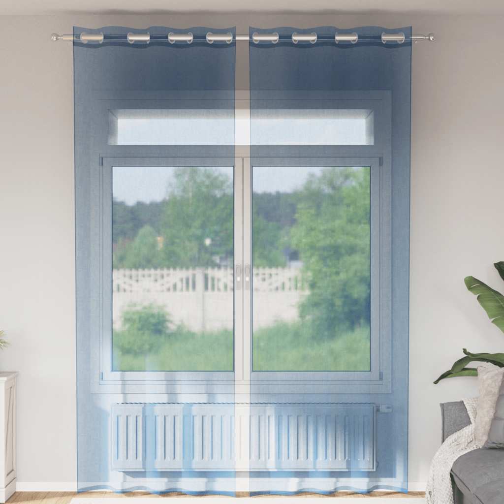 Tende in Voile con Occhielli 2 pz Blu Reale 4102117
