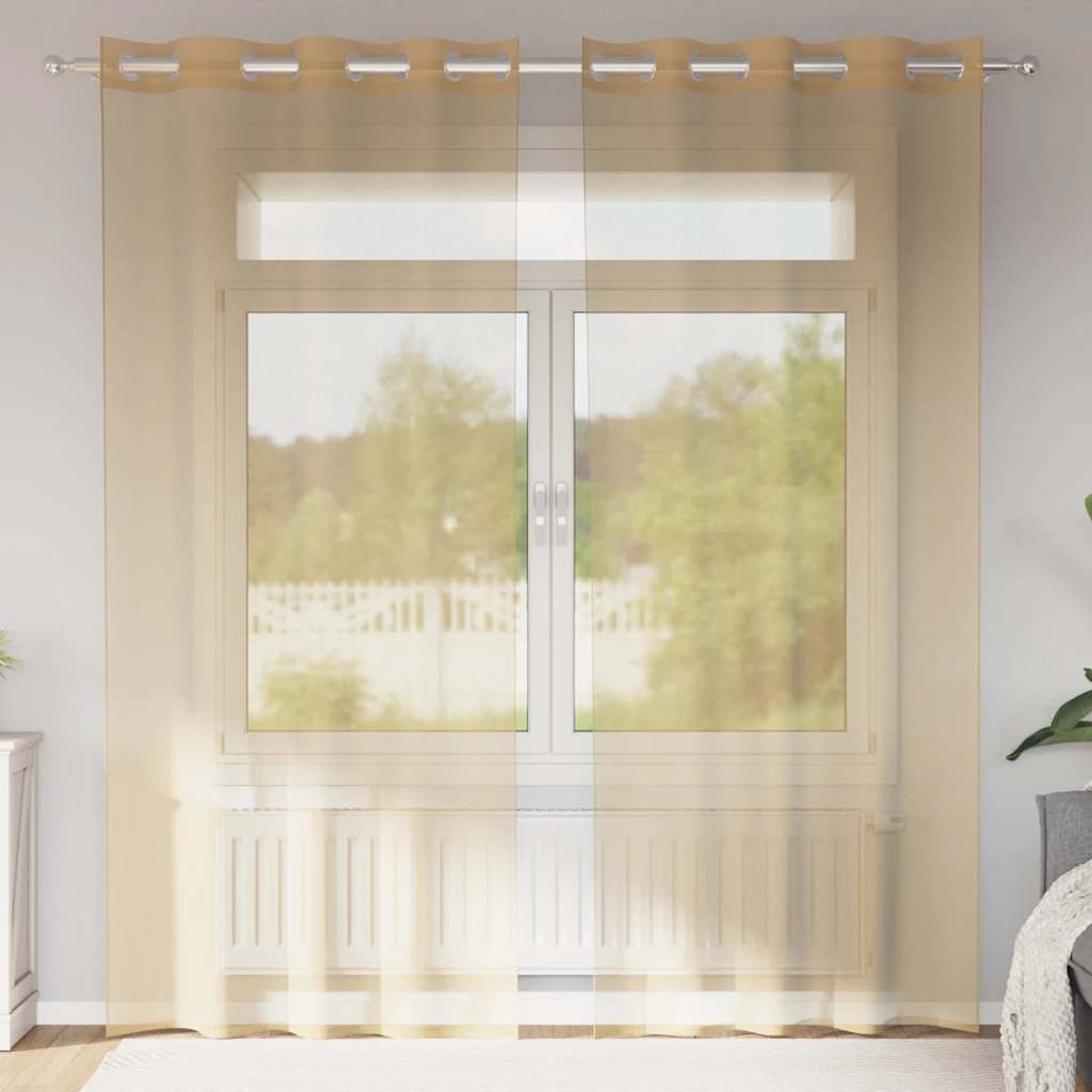 Tende in Voile con Occhielli 2 pz Sabbia 4102122