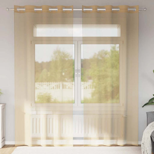 Tende in Voile con Occhielli 2 pz Sabbia 4102122