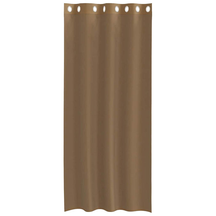 Tende in Voile con Occhielli 2 pz Marrone Chiaro