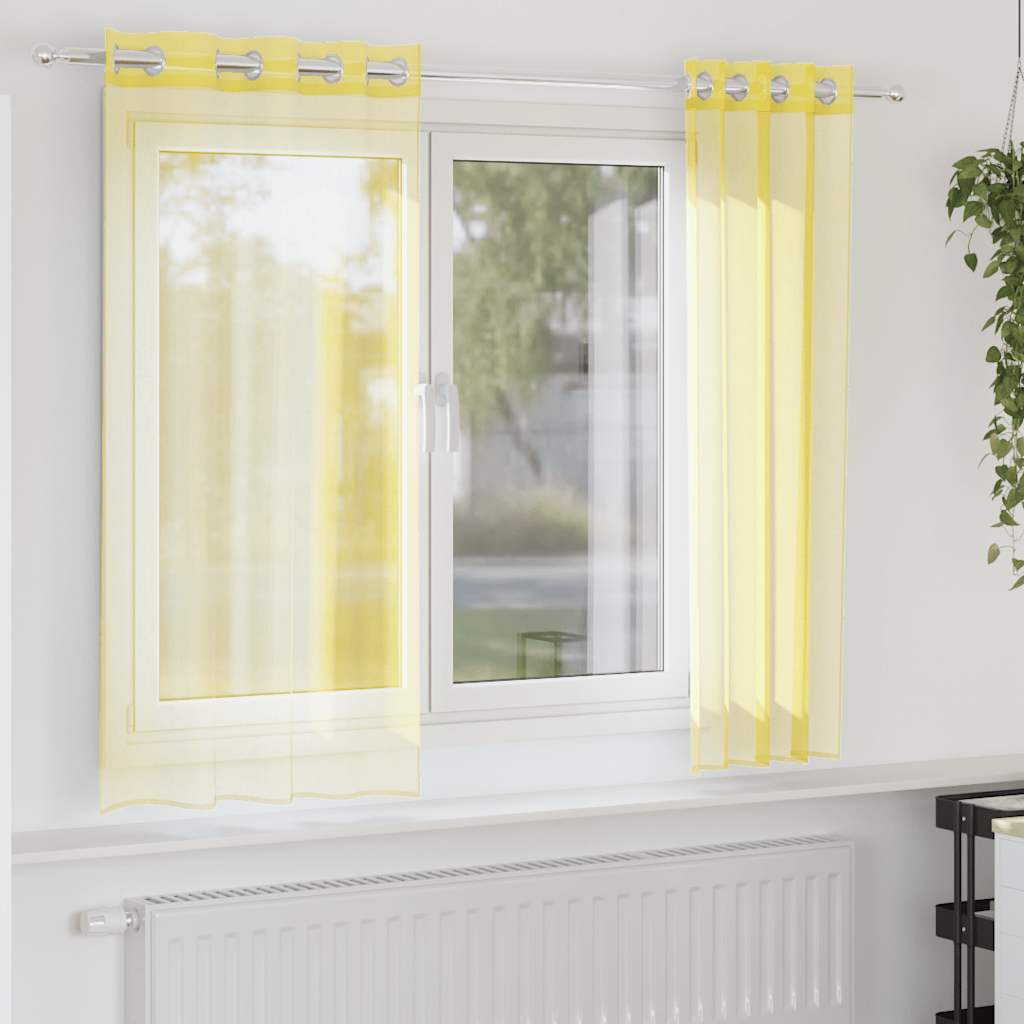Tende in Voile con Occhielli 2 pz Giallo 4102131