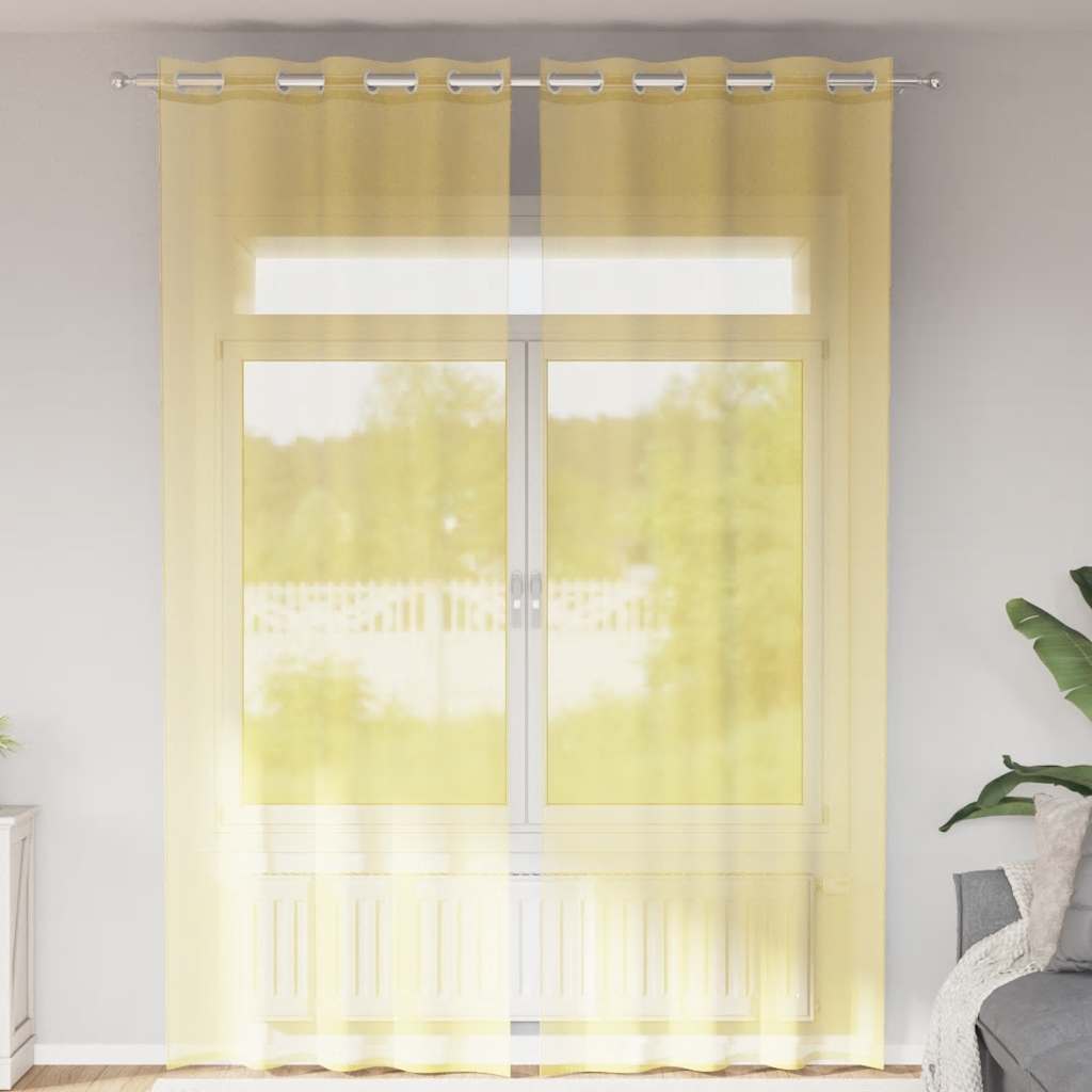 Tende in Voile con Occhielli 2 pz Giallo 4102135
