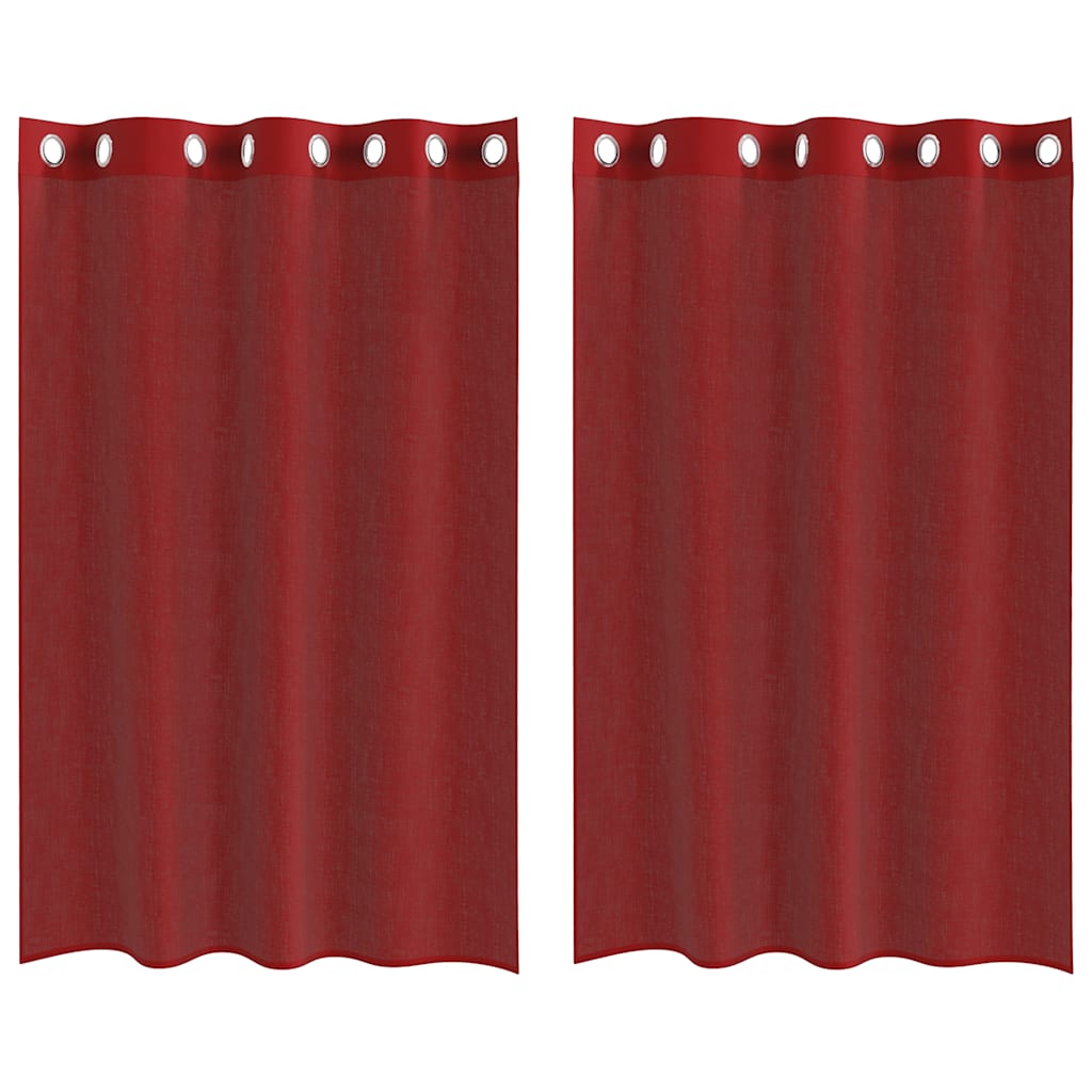 Tende in Voile con Occhielli 2 pz Rosso Vino 4102156