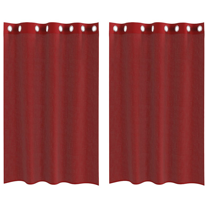 Tende in Voile con Occhielli 2 pz Rosso Vino 4102156