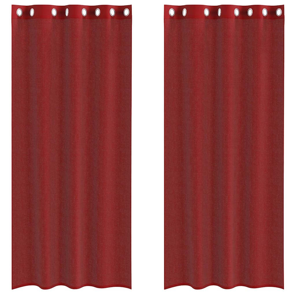 Tende in Voile con Occhielli 2 pz Rosso Vino 4102157