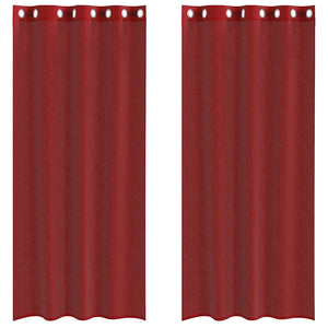 Tende in Voile con Occhielli 2 pz Rosso Vino 4102157
