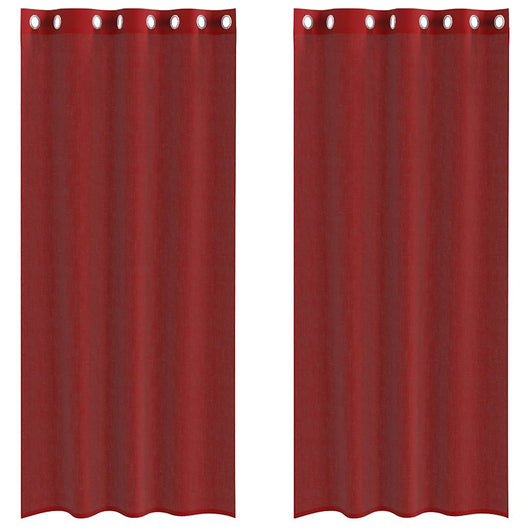 Tende in Voile con Occhielli 2 pz Rosso Vino 4102157