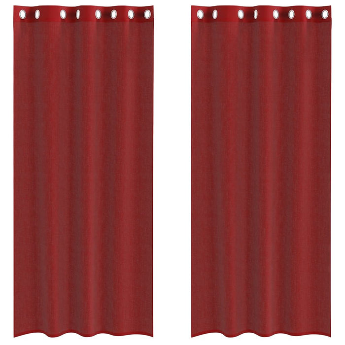 Tende in Voile con Occhielli 2 pz Rosso Vino 4102157