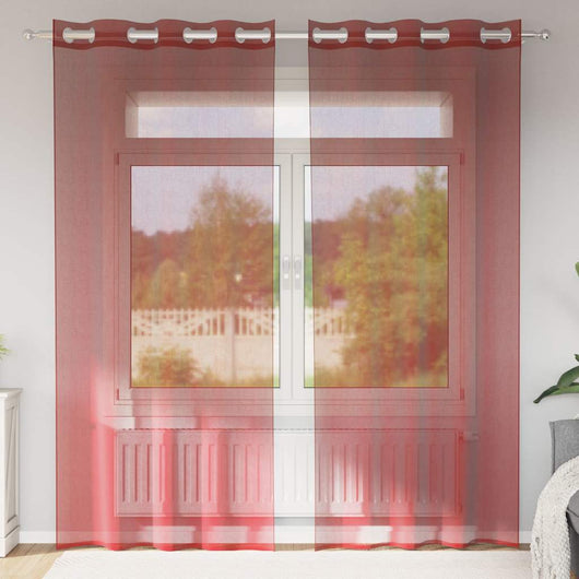 Tende in Voile con Occhielli 2 pz Rosso Vino 4102157