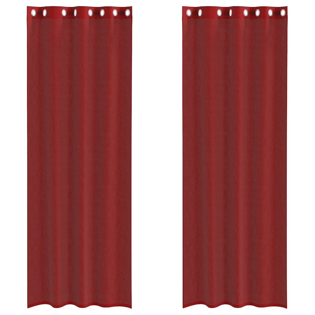 Tende in Voile con Occhielli 2 pz Rosso Vino 4102159
