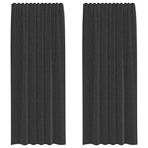 Tende in Voile con Tasche per Aste 2 pz Nero 4102168