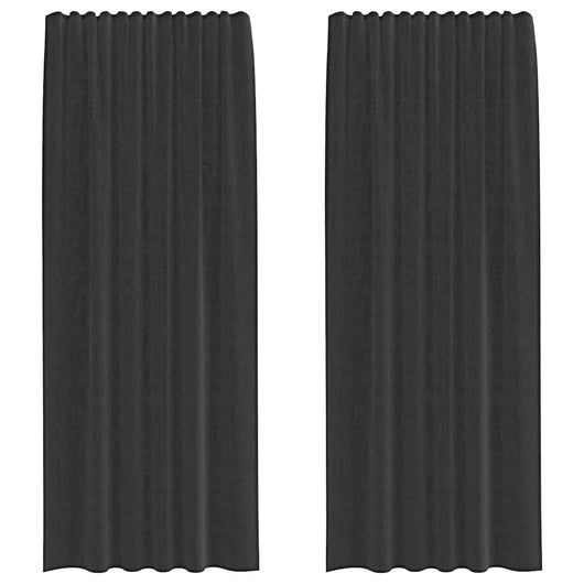 Tende in Voile con Tasche per Aste 2 pz Nero 4102168