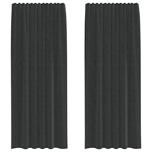 Tende in Voile con Tasche per Aste 2 pz Nero 4102169