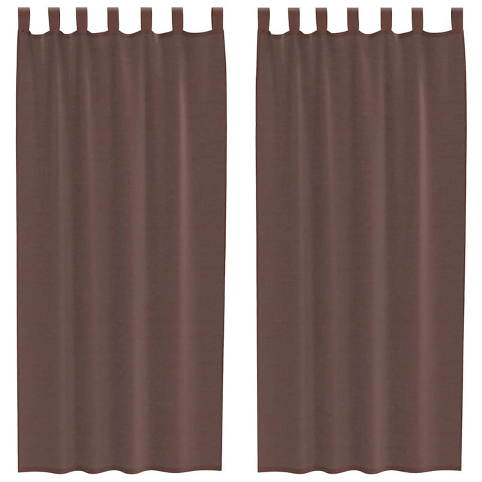 Tende in Voile con Tasche per Aste 2 pz Marrone 4102174