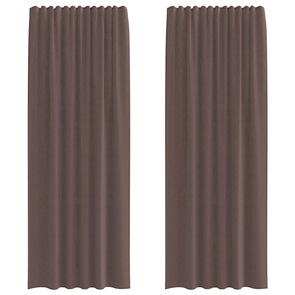Tende in Voile con Tasche per Aste 2 pz Marrone 4102175