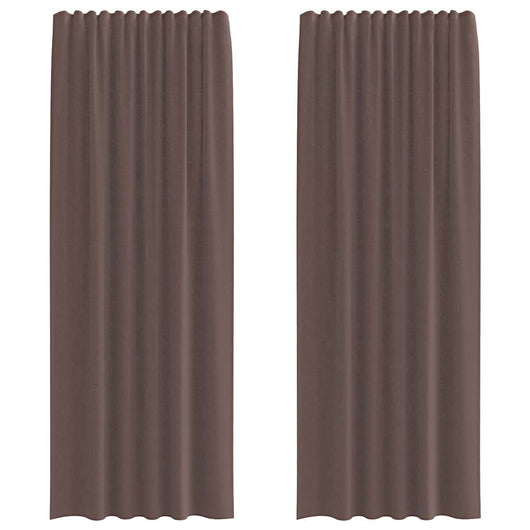 Tende in Voile con Tasche per Aste 2 pz Marrone 4102175
