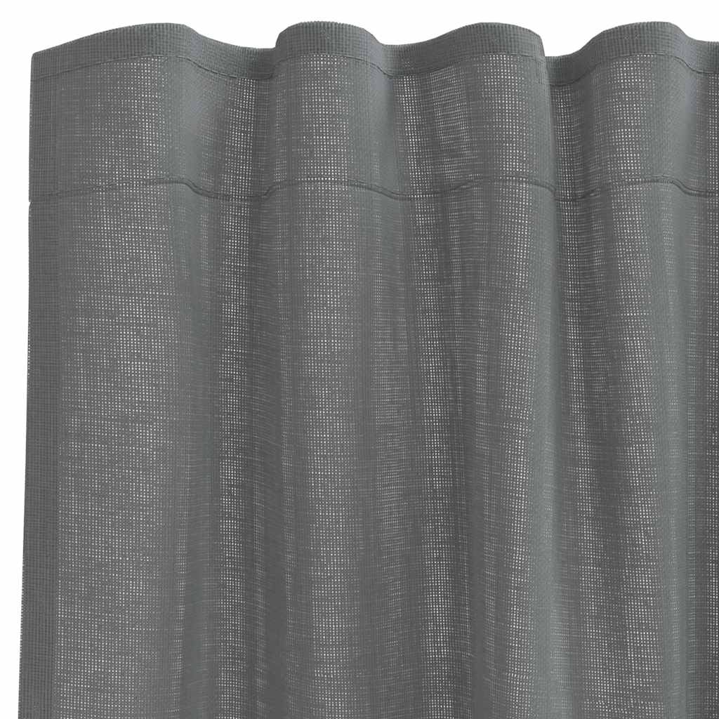 Tende in Voile con Tasche per Aste 2 pz Grigio Scuro 4102182