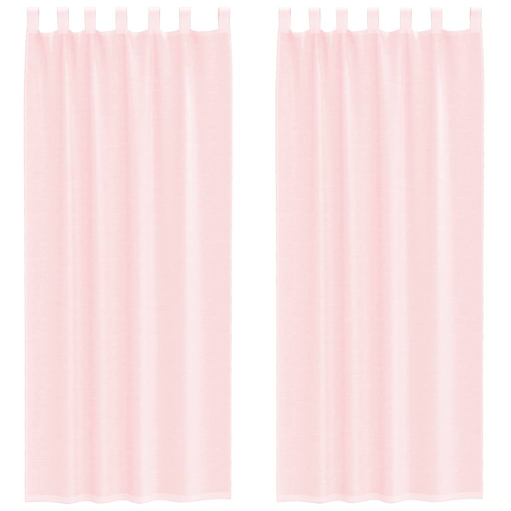 Tende in Voile con Tasche per Aste 2 pz Rosa Chiaro