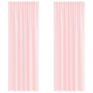 Tende in Voile con Tasche per Aste 2 pz Rosa Chiaro 4102190