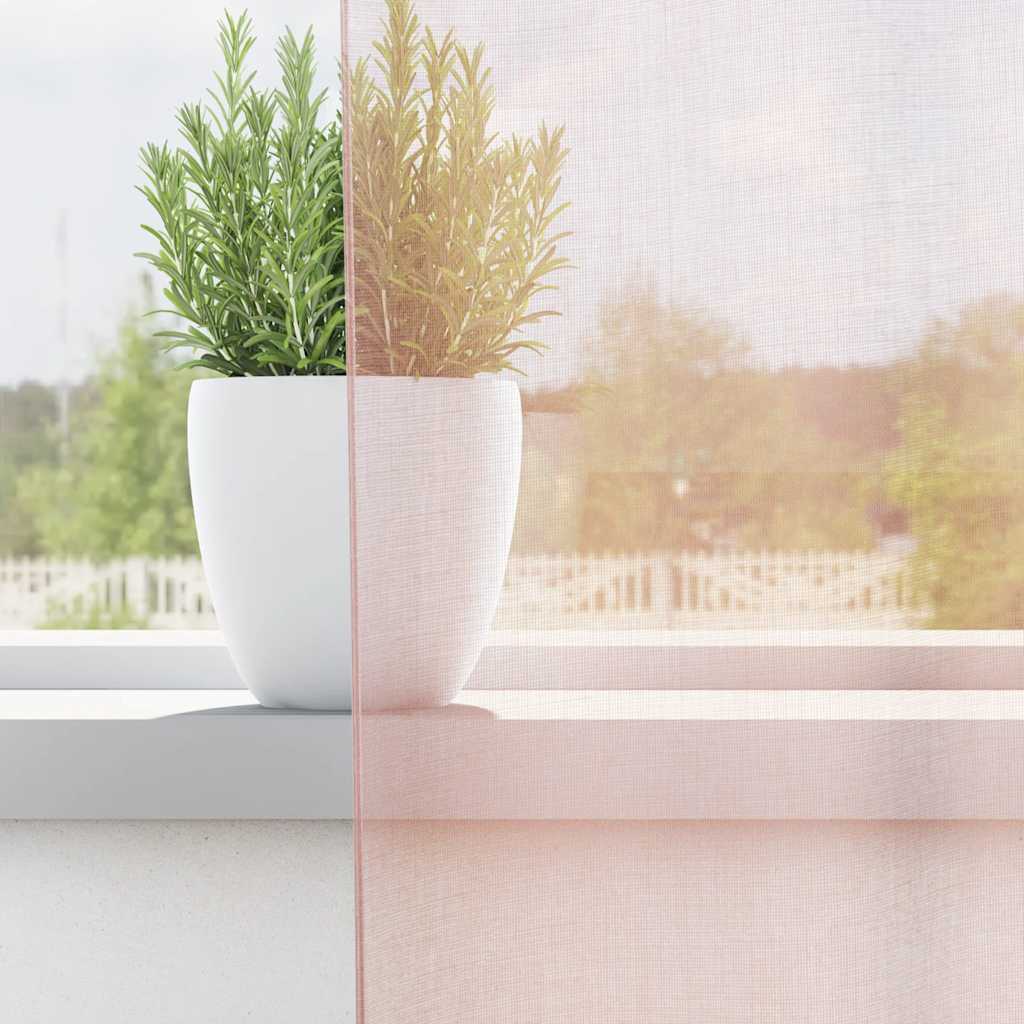 Tende in Voile con Tasche per Aste 2 pz Rosa Chiaro